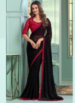 Chiffon Black Party Wear Embroidery Work Saree